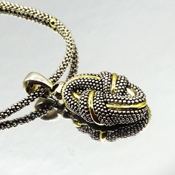 LAGOS Caviar Collection Sterling Silver & 18K Gold Pendant & Chain Necklace - Picture 12 of 12